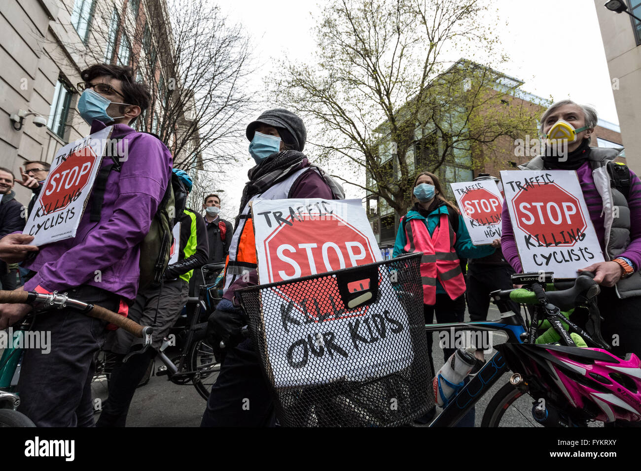 London, UK. 27th April, 2016. Transport Pollution Die-In protest outside Department for Transport Credit:  Guy Corbishley/Alamy Live News Stock Photo