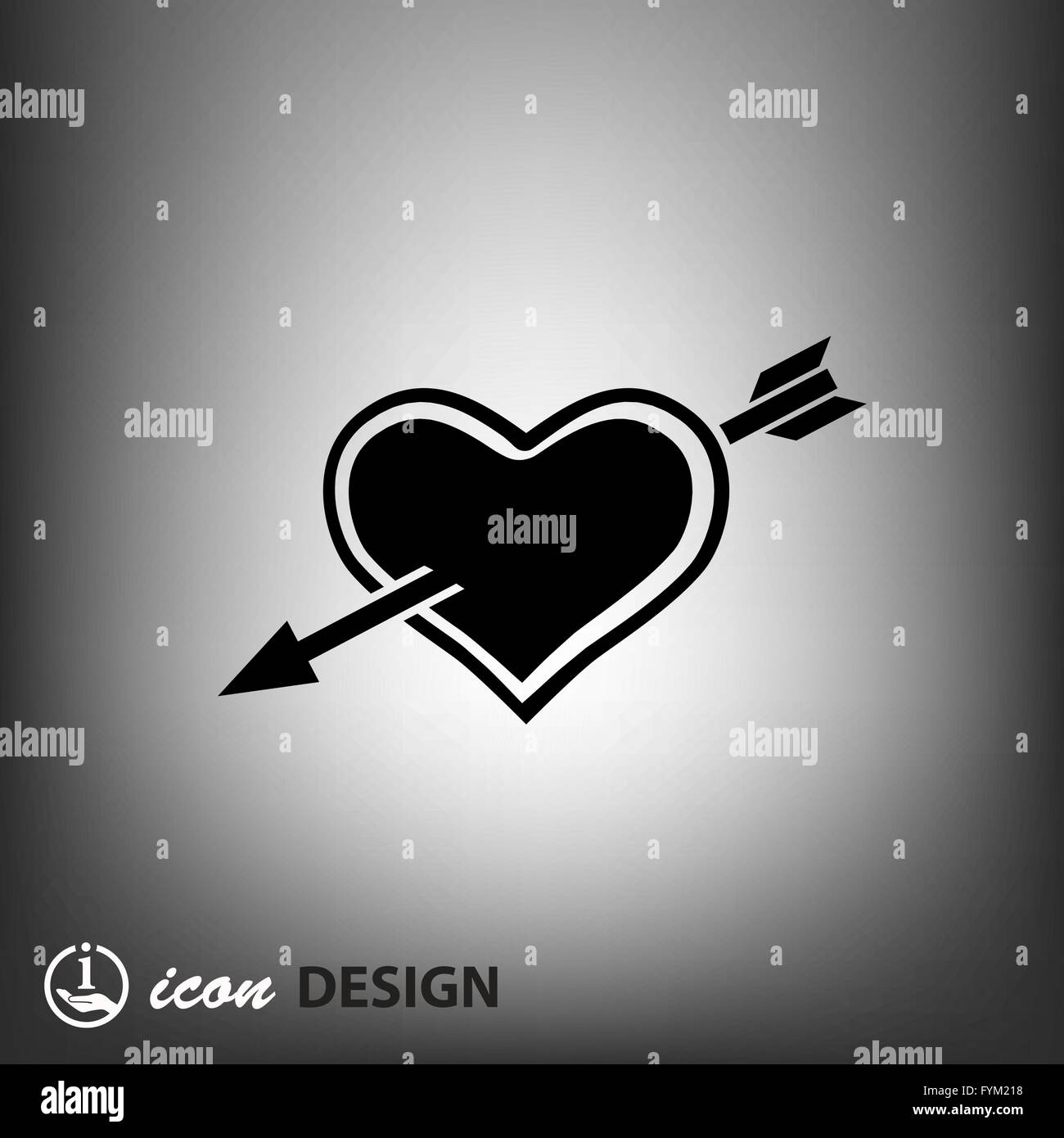Valentine heart with arrow Black and White Stock Photos & Images - Alamy