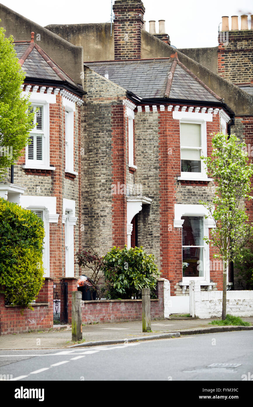 Houses on Stormont Rd Between Clapham Common and Battersea - London UK Stock Photo