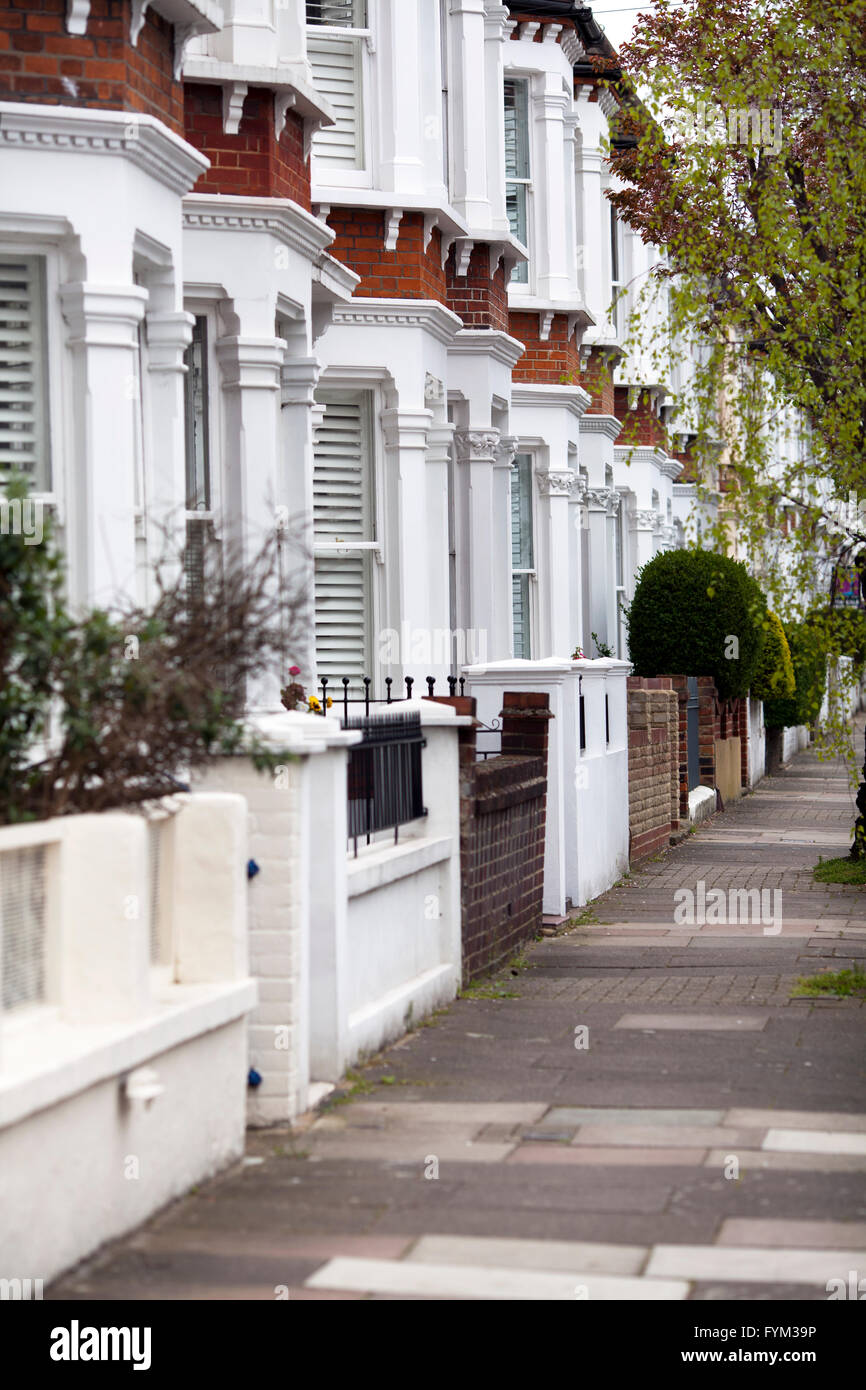 Houses on Stormont Rd Between Clapham Common and Battersea london UK