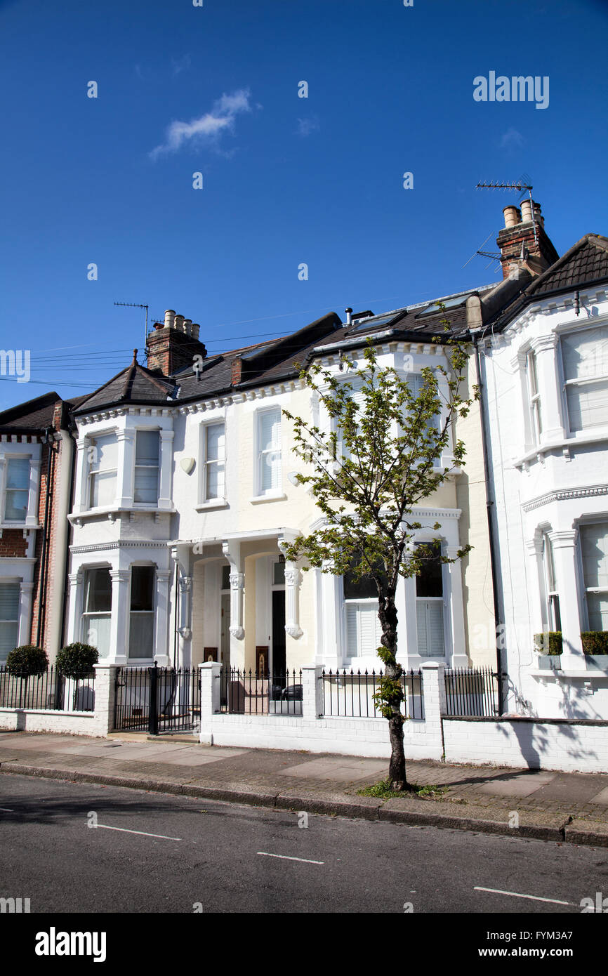 Houses on Stormont Rd Between Clapham Common and Battersea - london UK Stock Photo