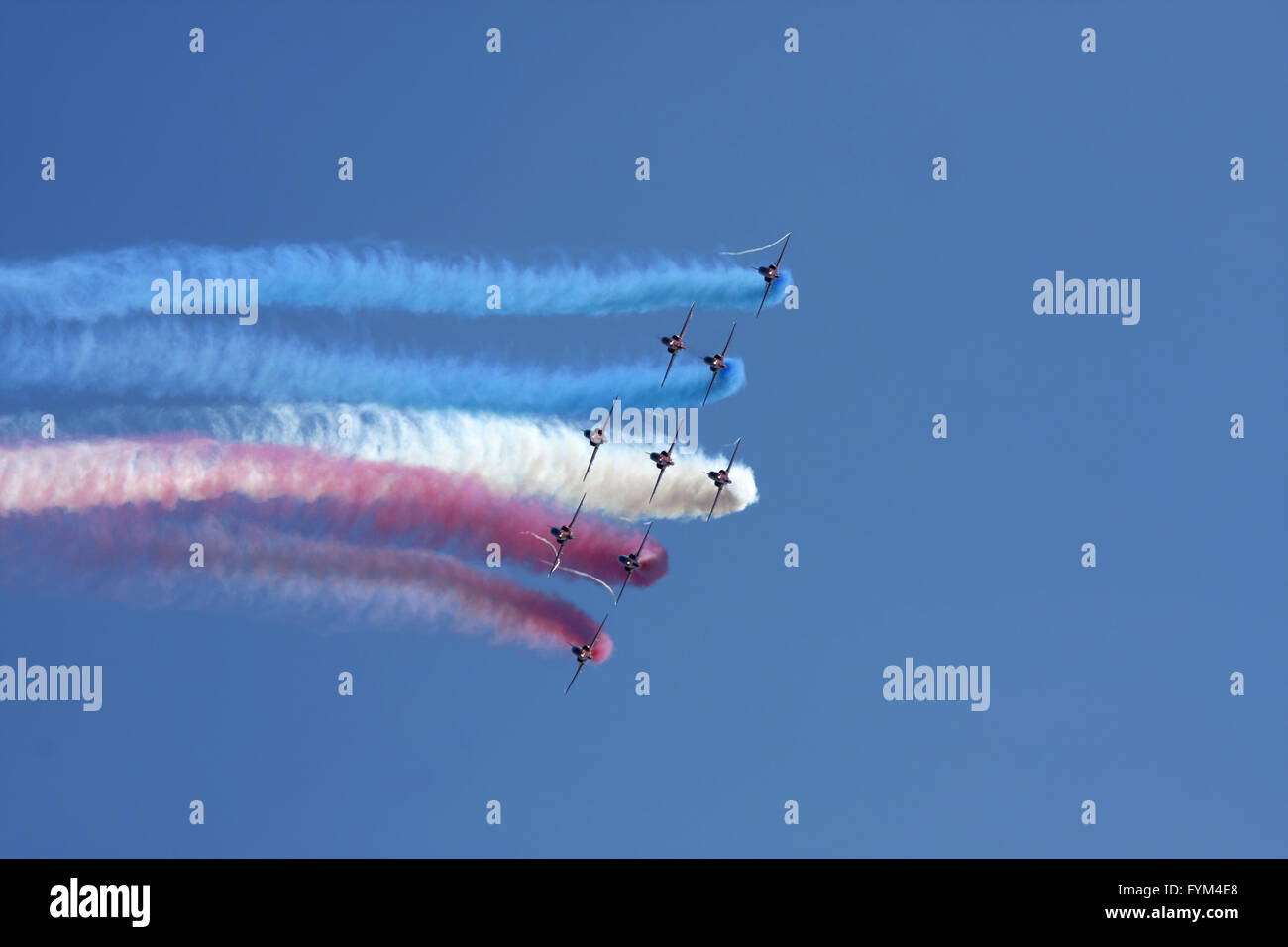 Red Arrows formation flying Stock Photo