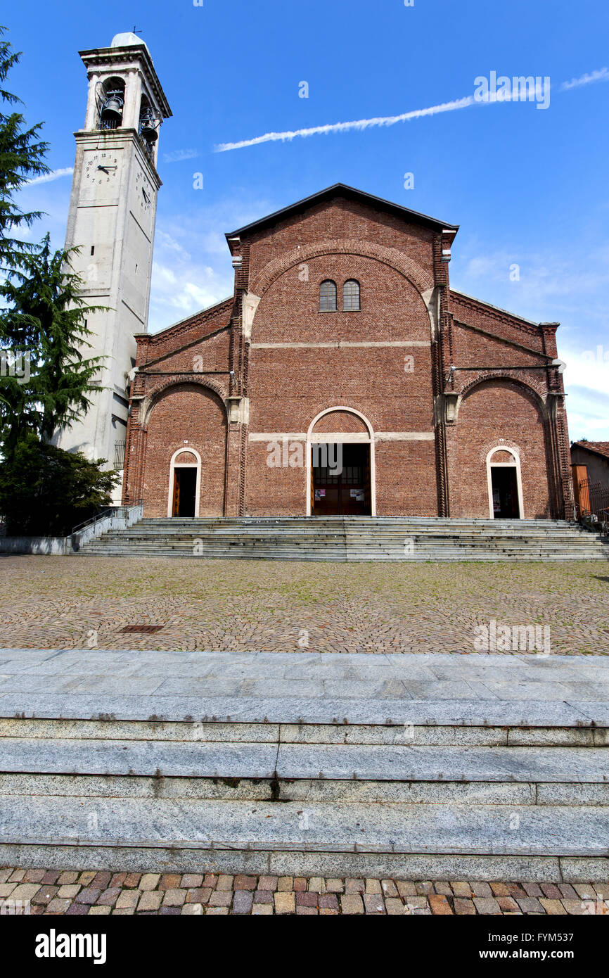 cardano al campo in the old church closed brick tower sidewalk italy Stock  Photo - Alamy