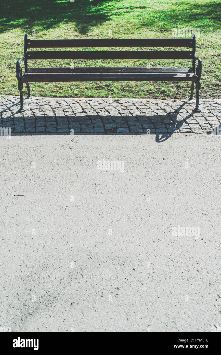 Bench in the park. Backlight Stock Photo Alamy