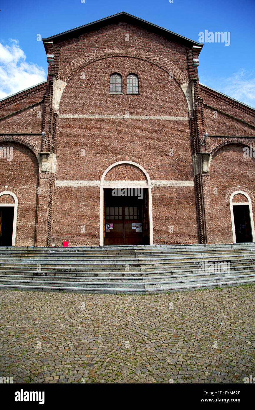 lombardy in the cardano al campo old church closed brick tower Stock Photo  - Alamy