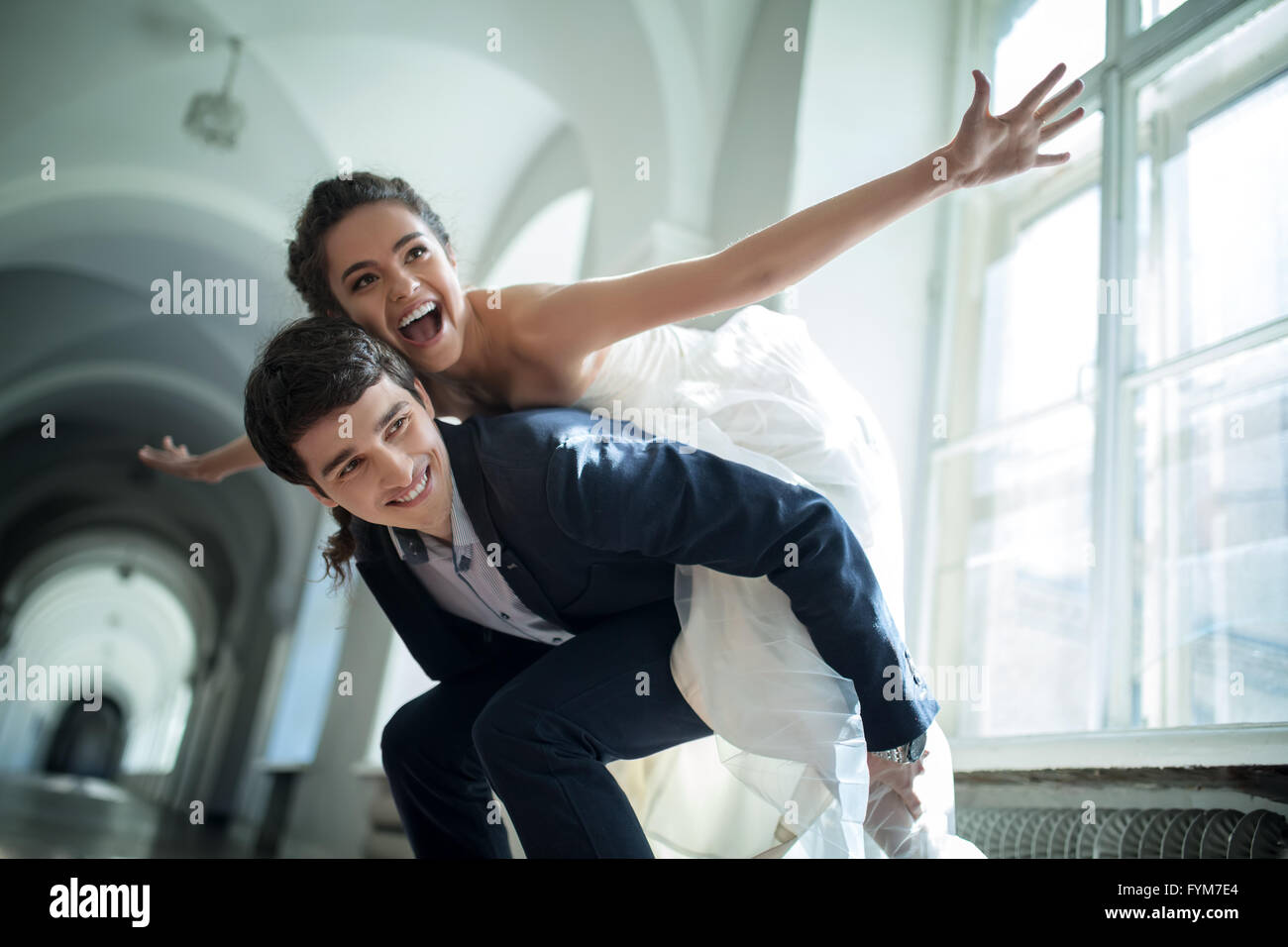 Young couple fooling around. Stock Photo