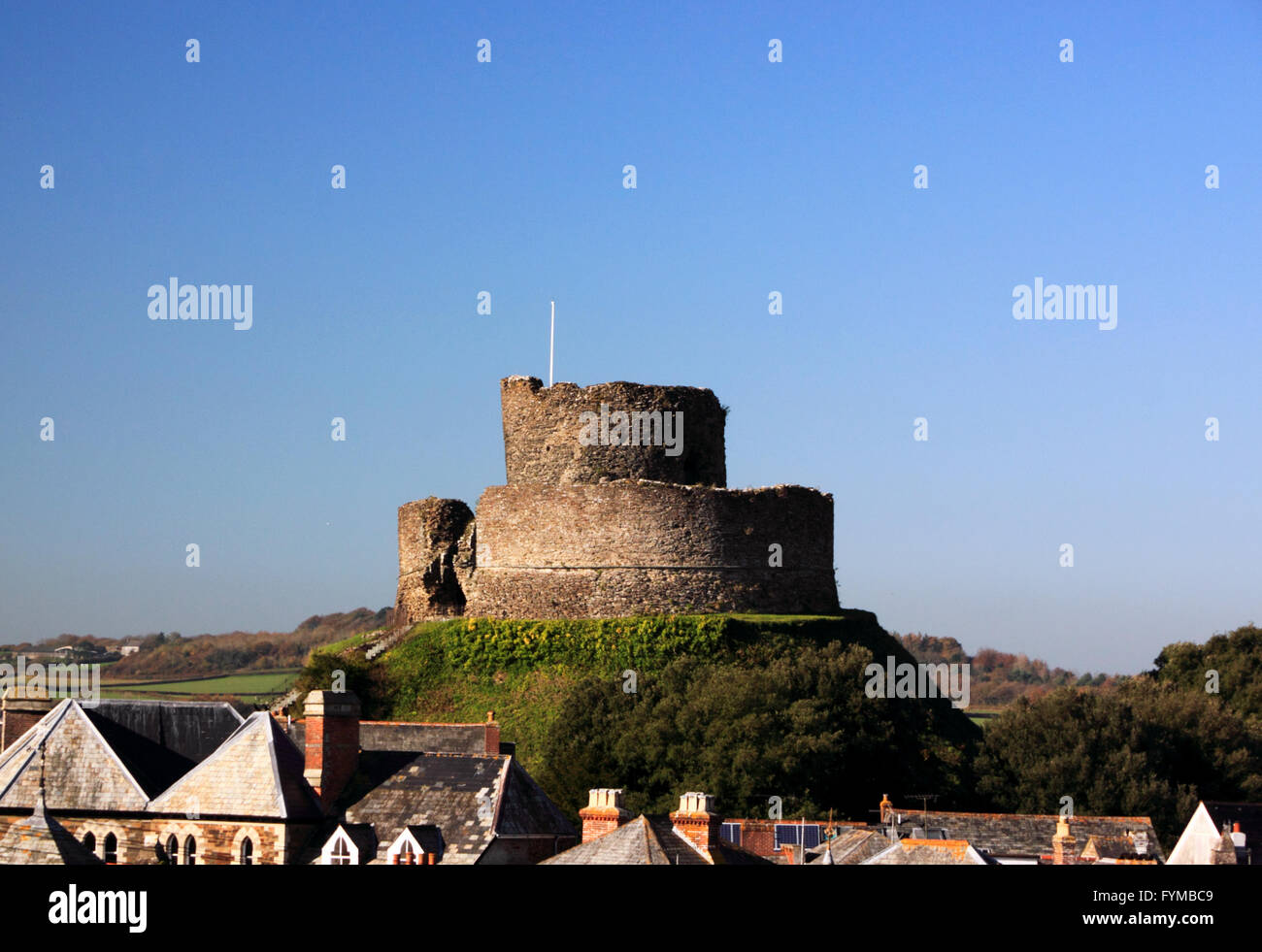 Launceston Castle, Cornwall.  Norman, built by Robert de Mortain.  Tower keep built in C13 by Richard Earl of Cornwall. Stock Photo