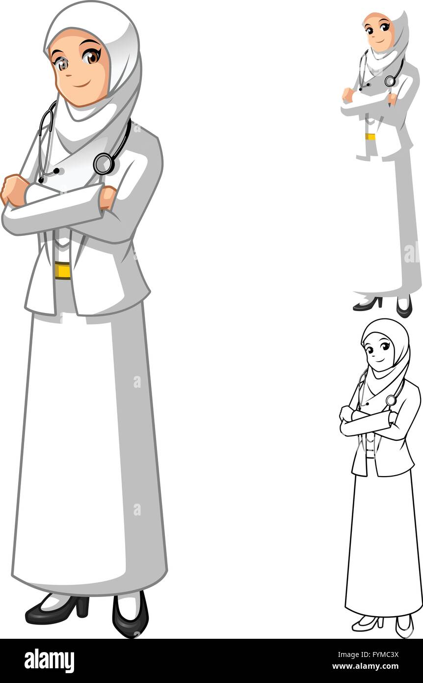 Muslim Woman Doctor Wearing White Veil or Scarf with Folded Hands Cartoon Character Vector Illustration Stock Vector Image & Art - Alamy Muslim Woman Doctor Wearing White Veil or Scarf with Folded Hands Cartoon Character Vector Illustration Stock Vector Image & Art - Alamy