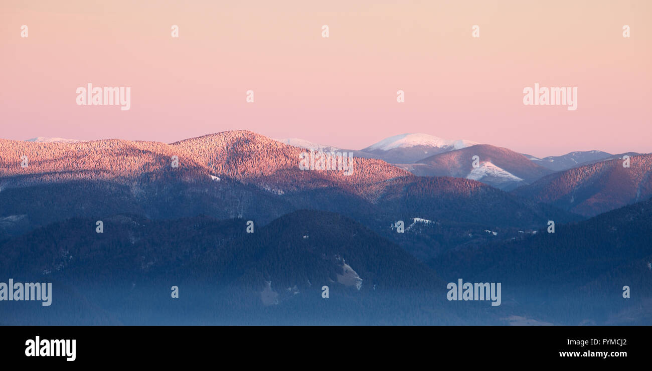Panorama of Carpathian mountains ridge Stock Photo