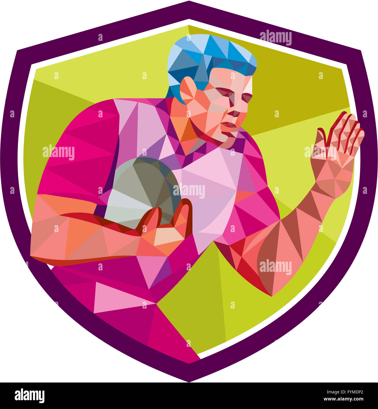 Rugby Player Fend Off Low Polygon Stock Photo - Alamy