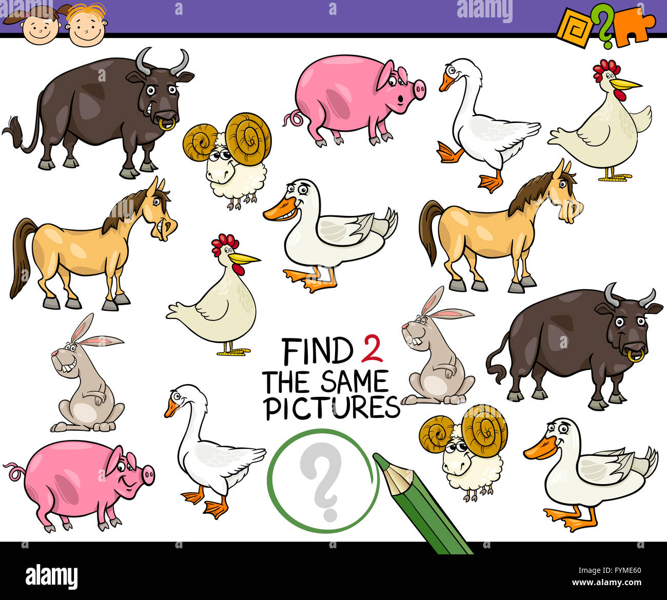 find same picture game cartoon Stock Photo - Alamy