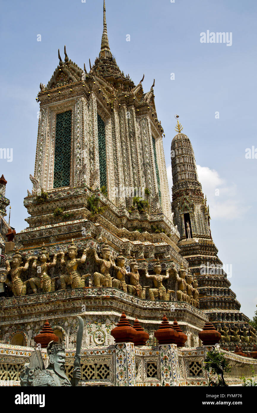 asia in bangkok sunny temple palaces sky and colors Stock Photo - Alamy