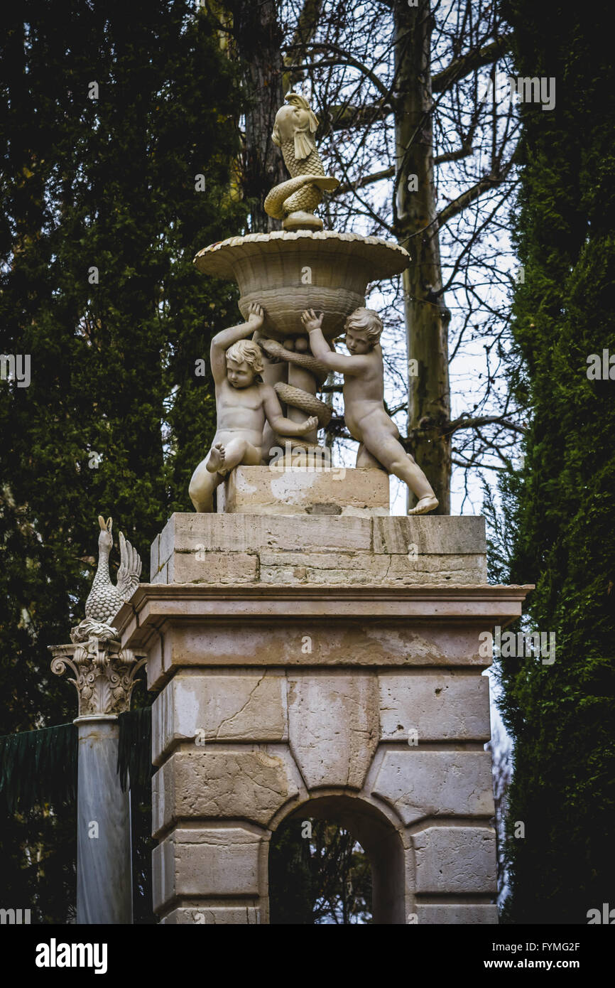 classical sources of water in the royal gardens of Aranjuez, Spain Stock Photo