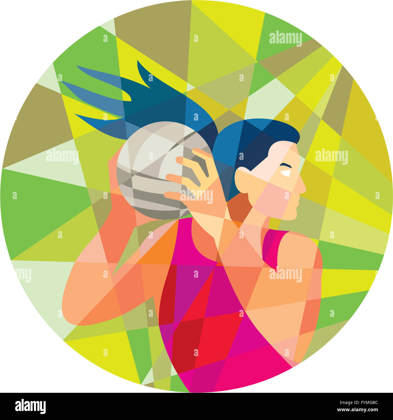 Netball Player Ball Rebound Low Polygon Stock Photo Alamy