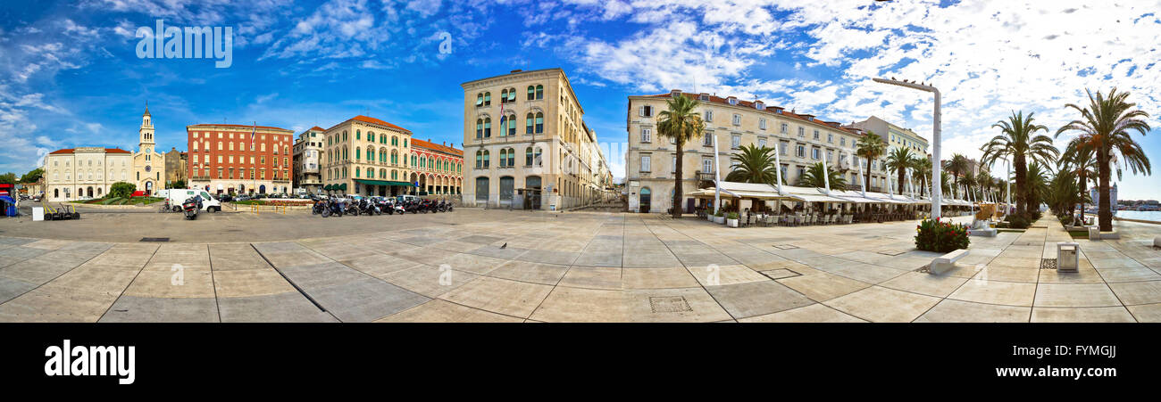 Split Riva waterfront panoramic view Stock Photo