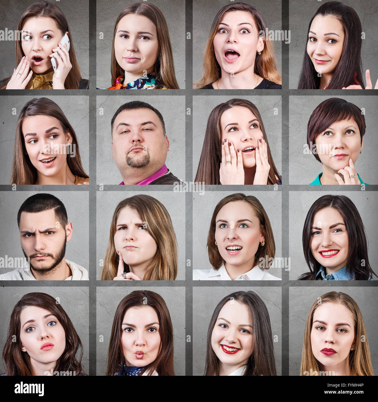 Collage of woman different emotions Stock Photo