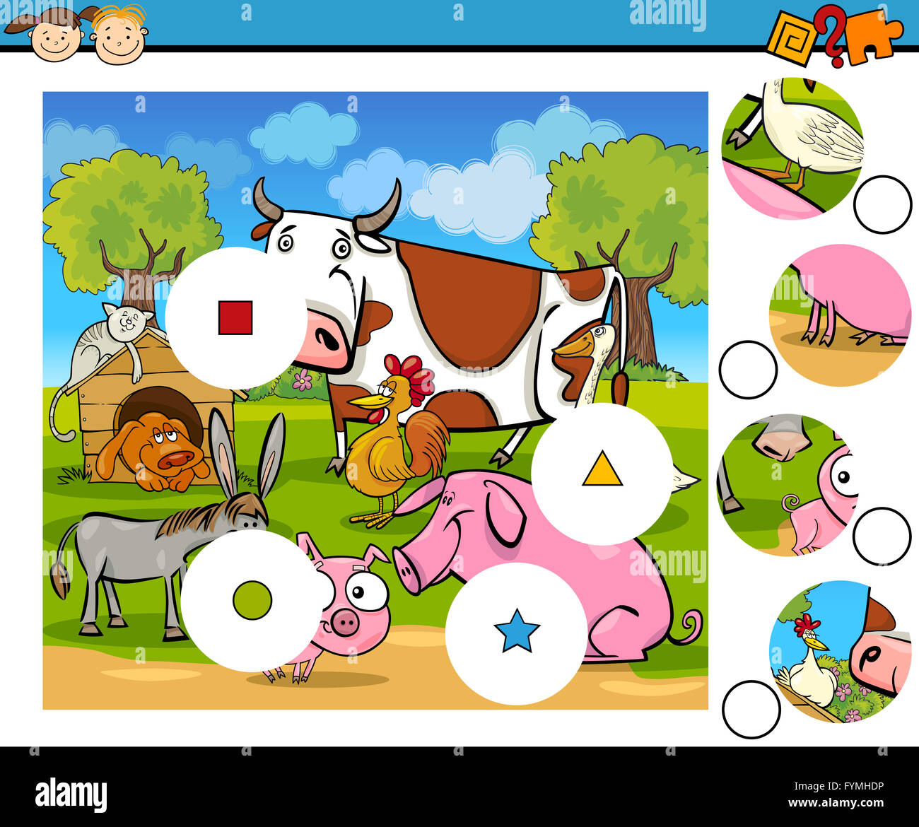 match pieces game cartoon Stock Photo Alamy