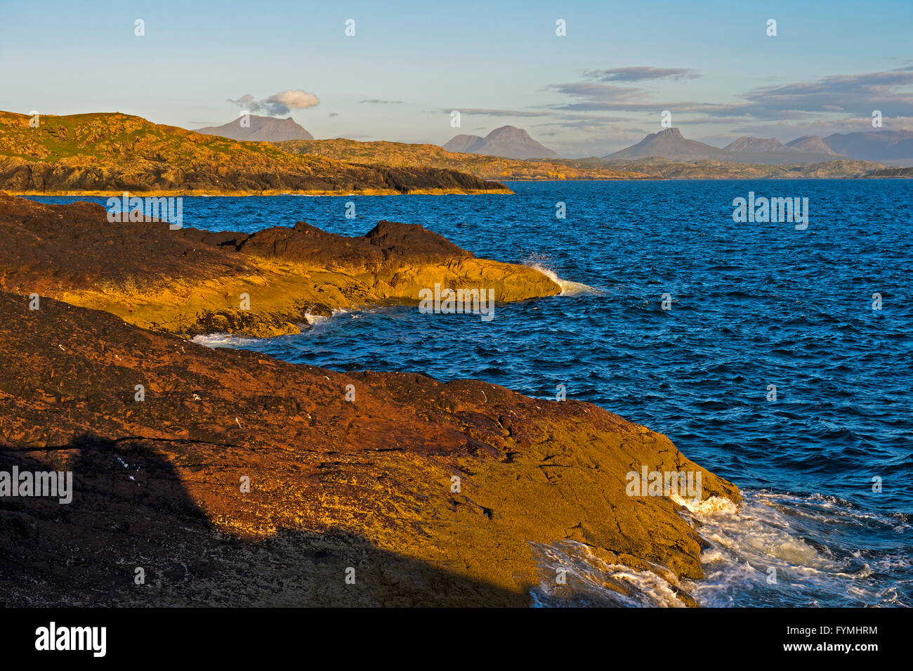 Rocky coastline with bays near Clachtoll, Scotland, Great Britain Stock Photo