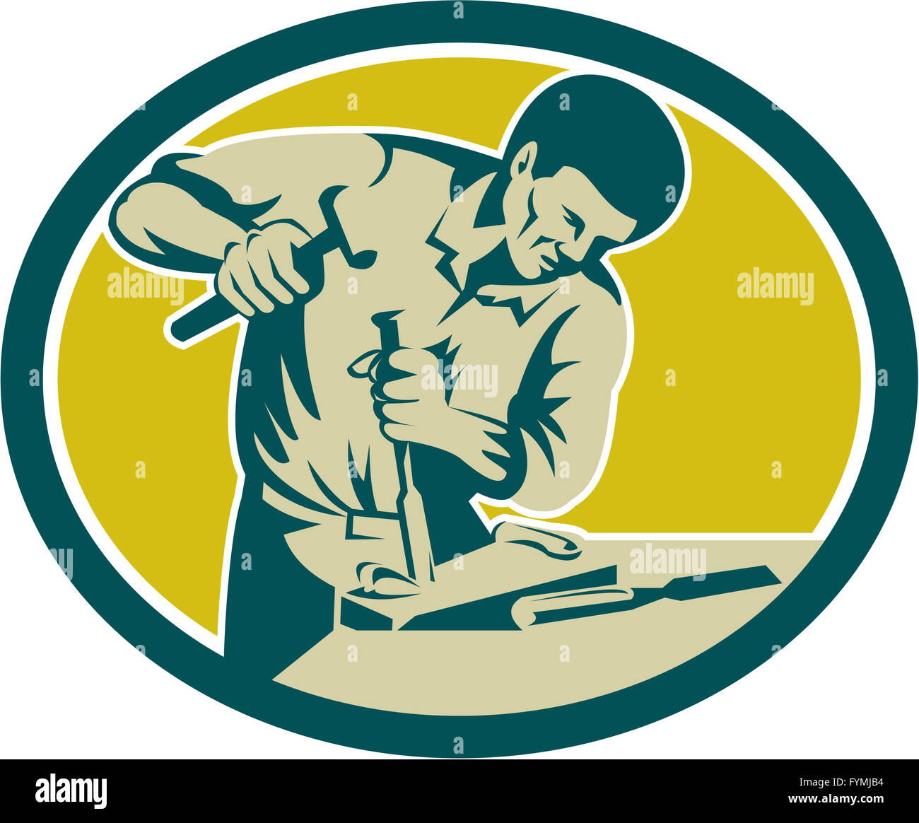 Carpenter Hammer Chisel Chiseling Retro Stock Photo Alamy