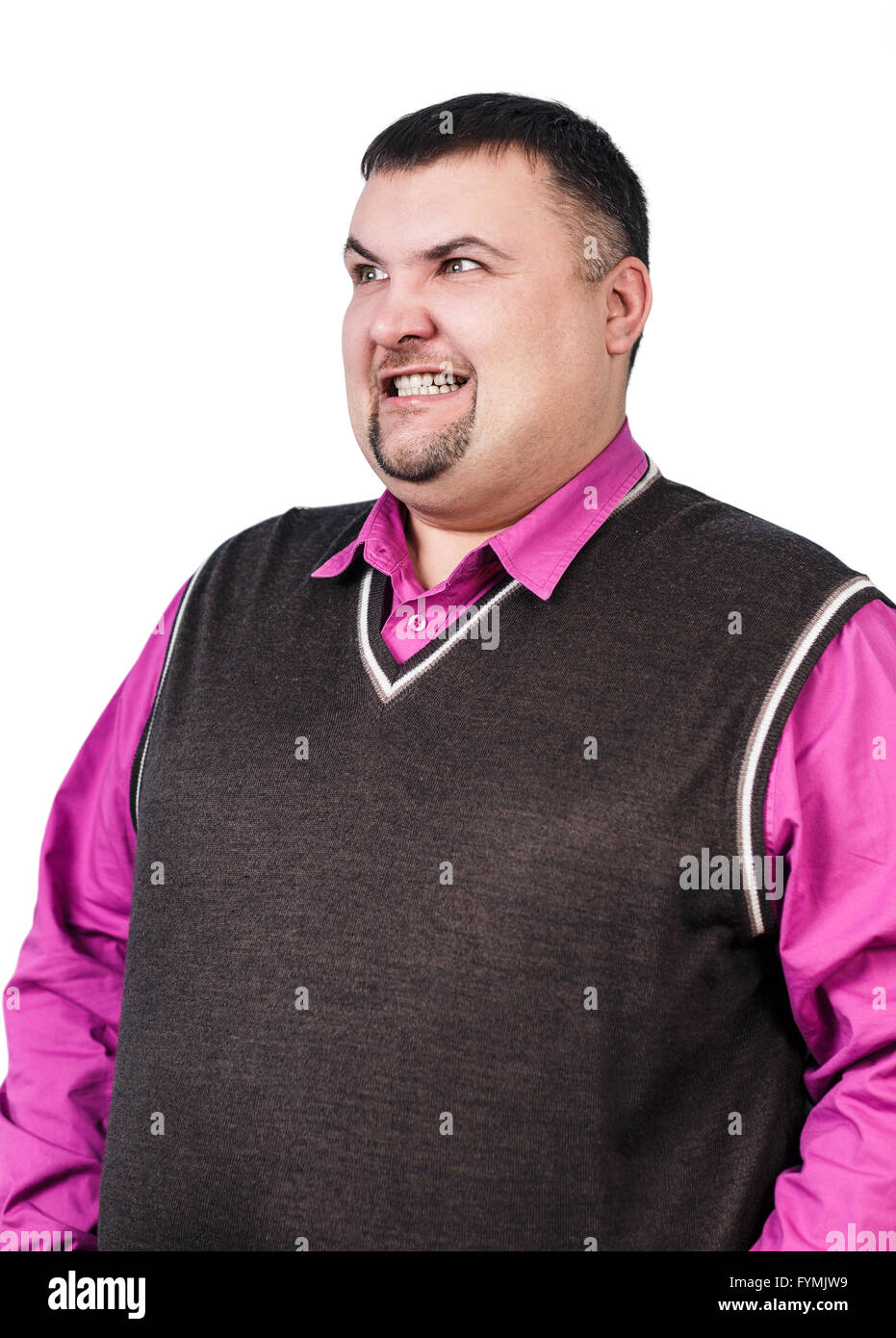 Plump businessman with angry grimace Stock Photo