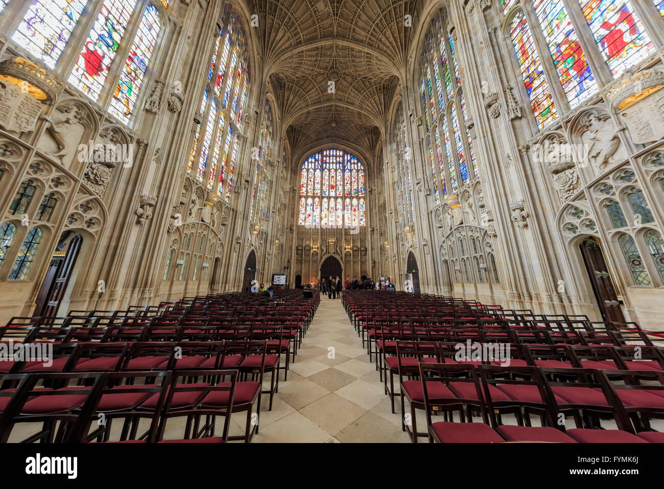 Cambridge, APR 16: The interior of church of King's College on APR 16, 2016 at Cambridge Stock Photo