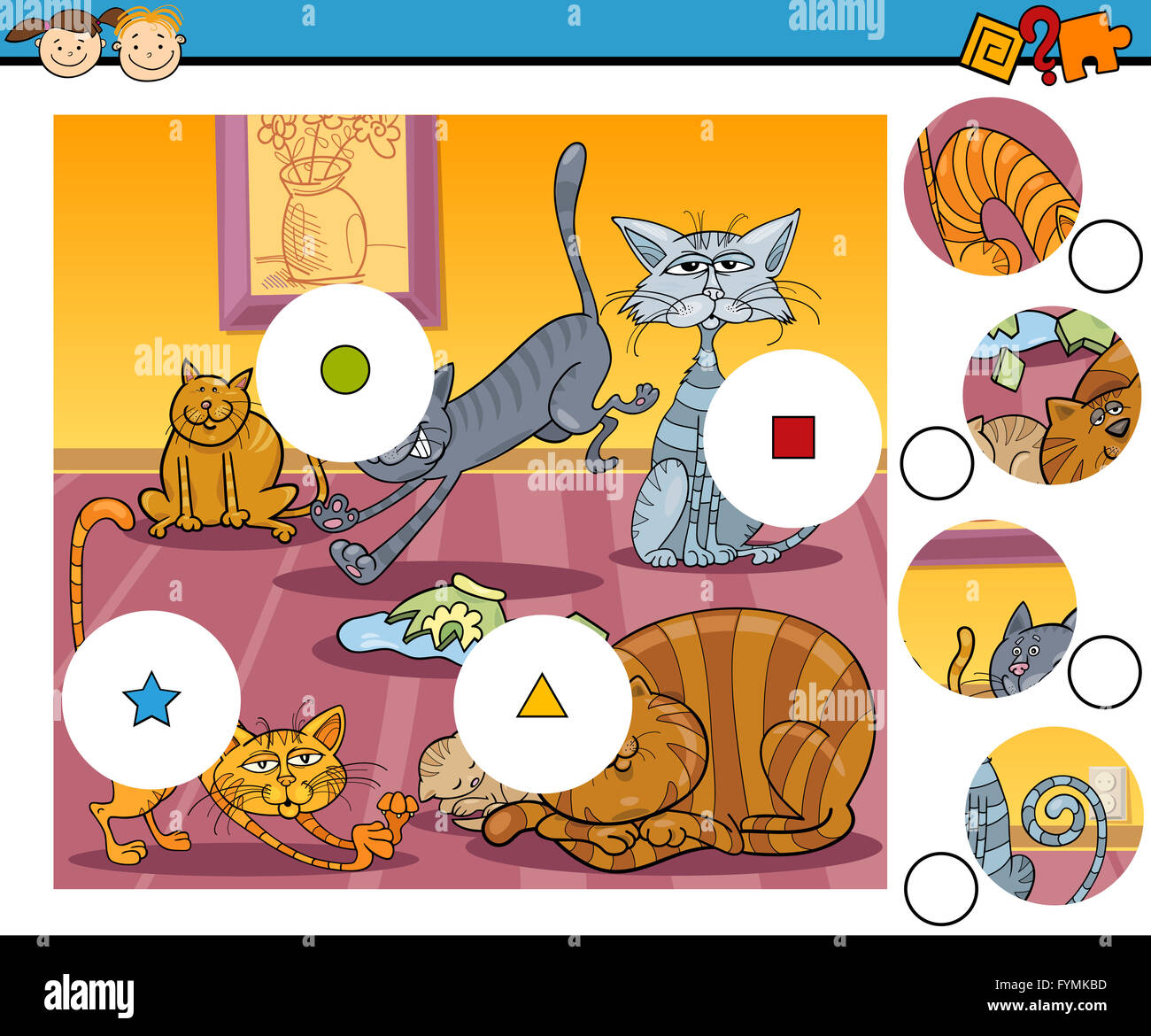 match the pieces game cartoon Stock Photo Alamy