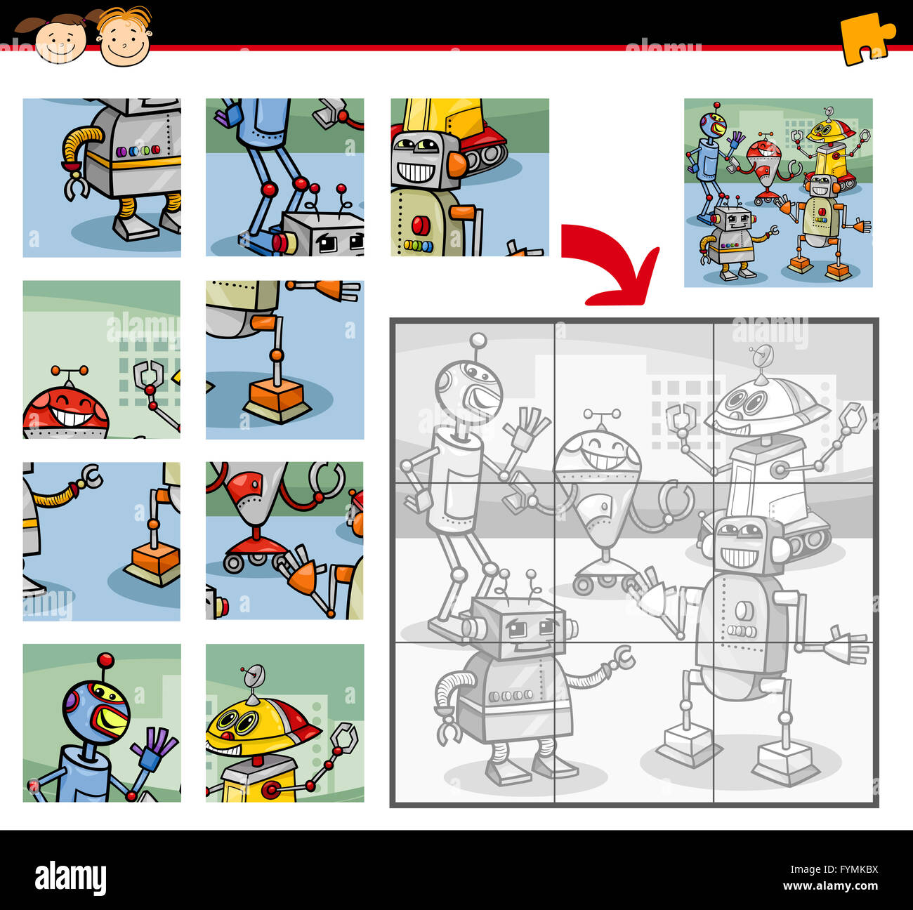 robots jigsaw puzzle game Stock Photo Alamy