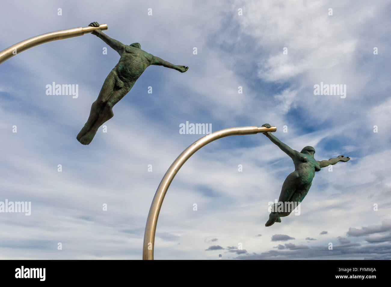 Amor al Viento (Love of the Wind) statue on the waterfront, Puerto Natales, Patagonia, Chile Stock Photo