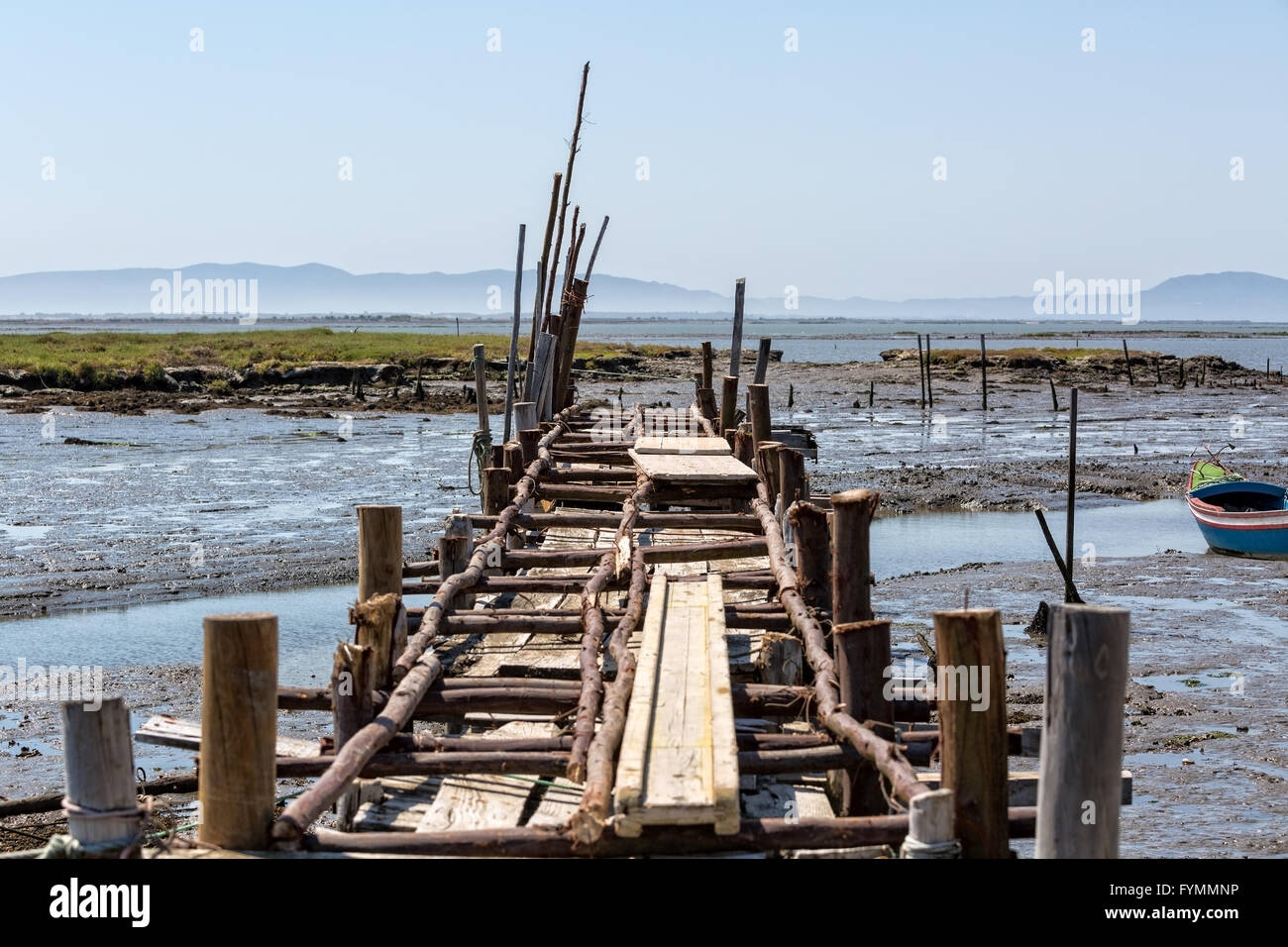 Very Old Dilapidated Pier in Fisherman Village Stock Photo
