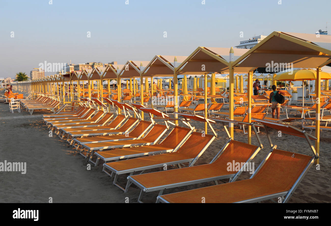 Beach at Riccione, Adriatic coast, Emilia-Romagna, Italy, Europe Stock ...