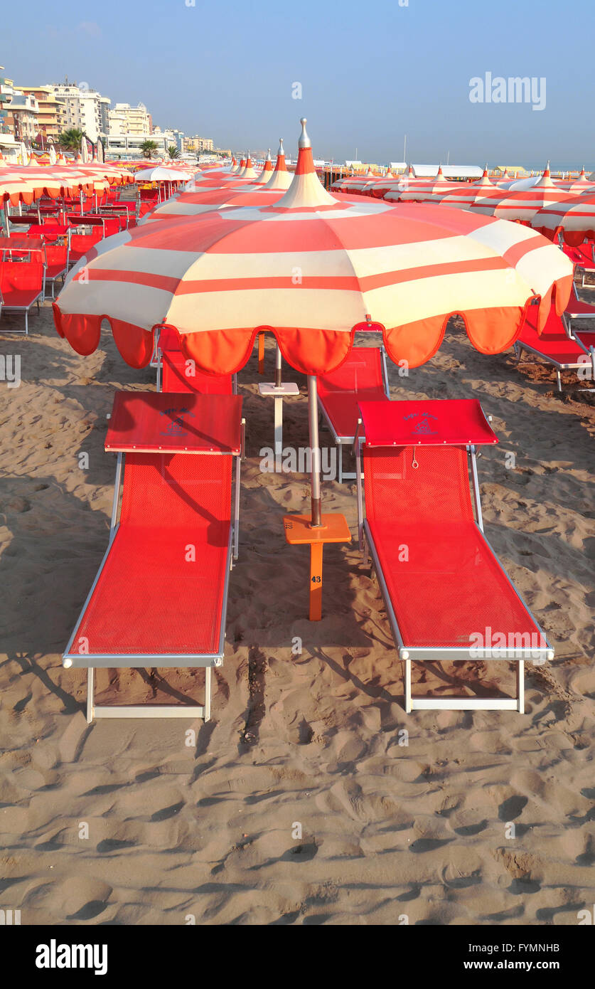 Beach at Riccione, Adriatic coast, Emilia-Romagna, Italy, Europe Stock ...