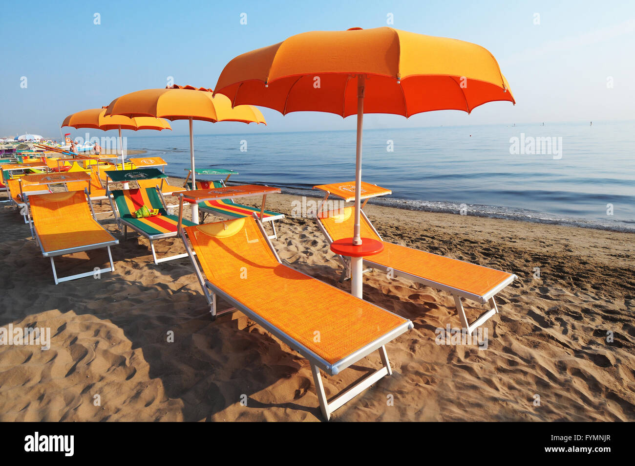 Beach at Riccione, Adriatic coast, Emilia-Romagna, Italy, Europe Stock ...