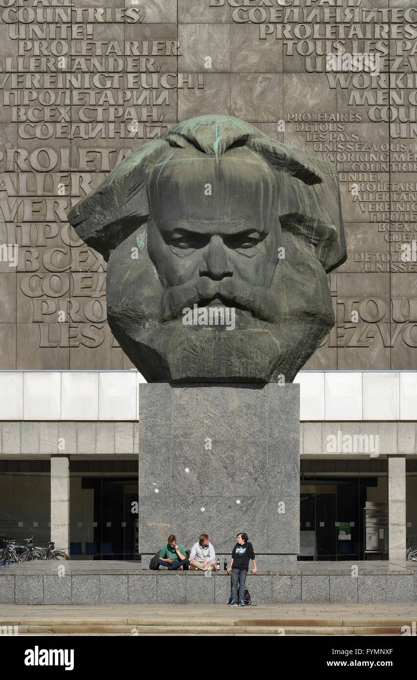 Denkmal, Karl Marx, Strasse der Nationen, Chemnitz, Sachsen, Deutschland Stock Photo
