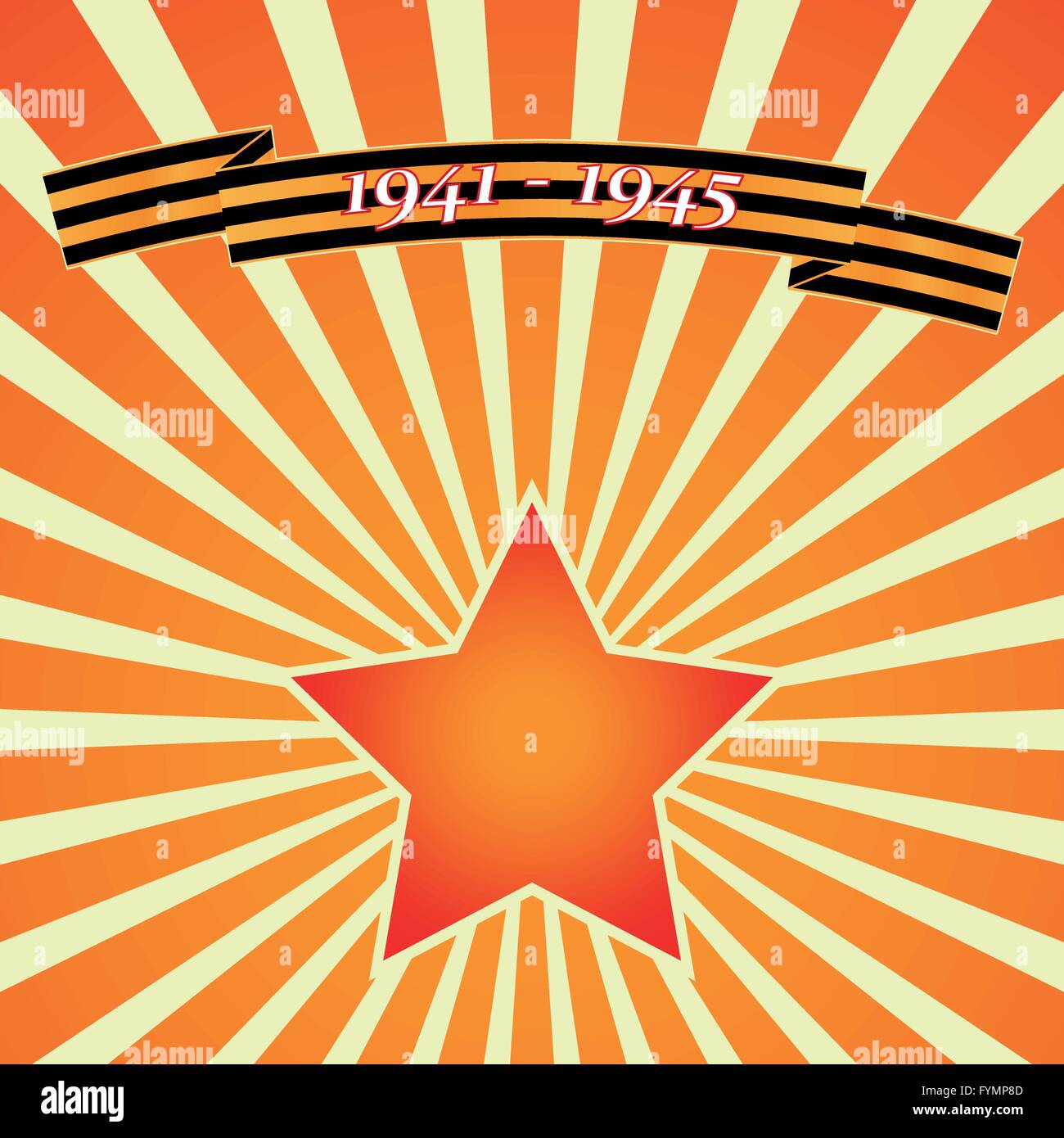 Victory Day Red Star on background of rays. Vector Stock Vector Image