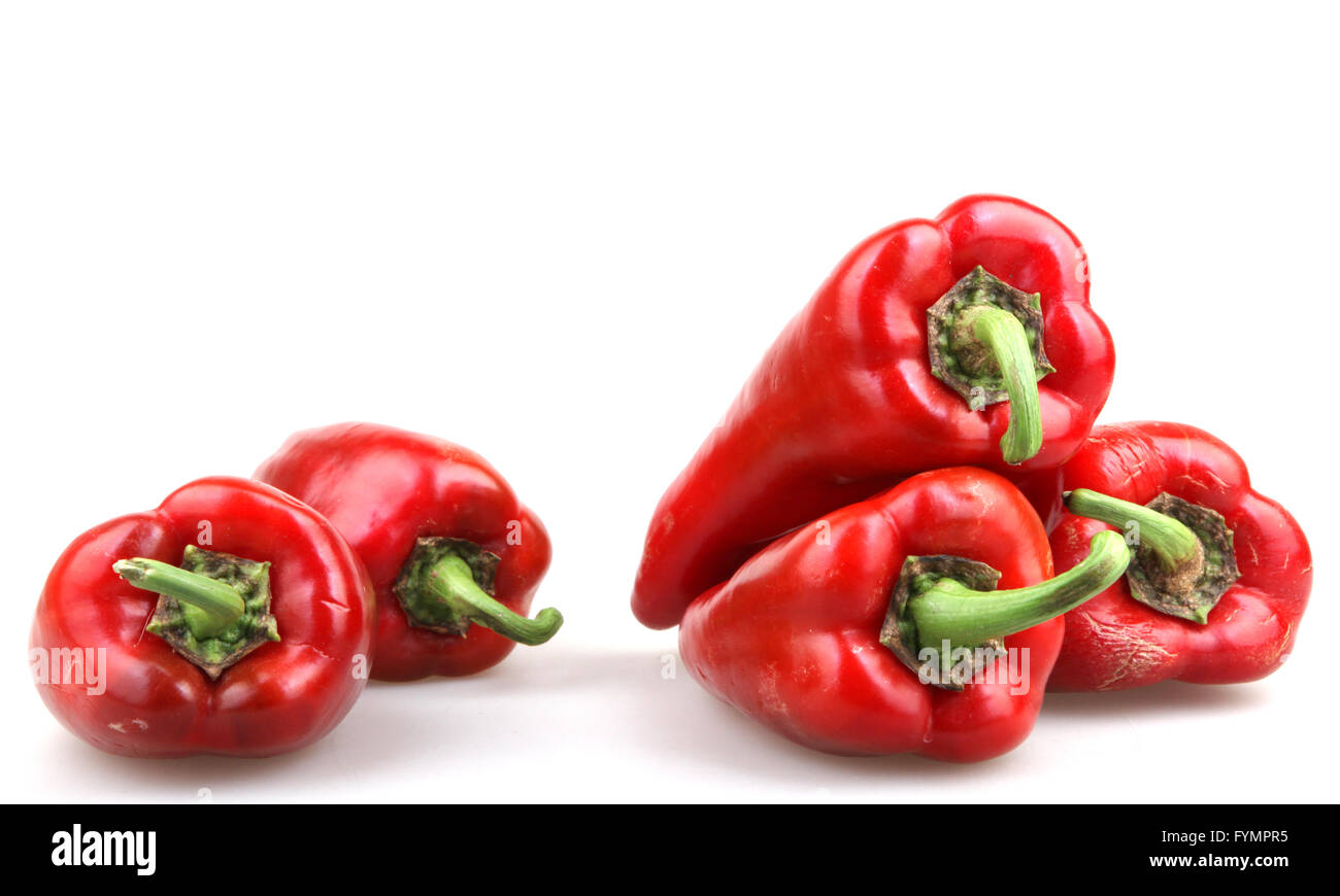 Red chilli peppers on white background Stock Photo - Alamy