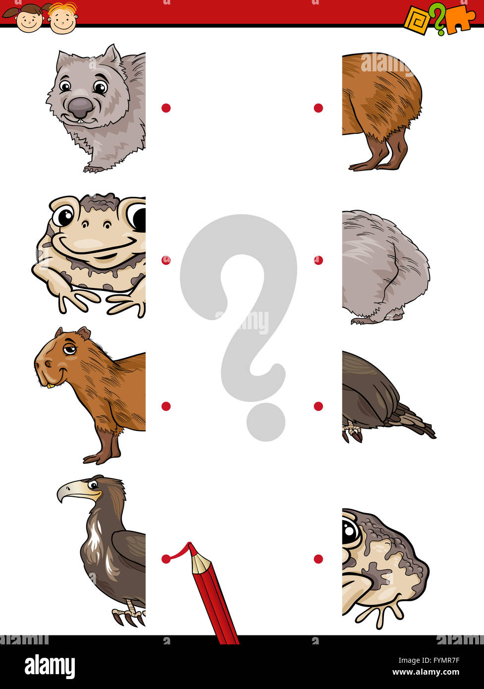 match halves task for children Stock Photo - Alamy