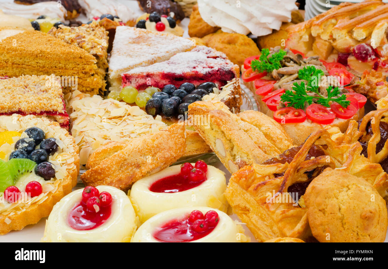 lots of pastry and cakes Stock Photo