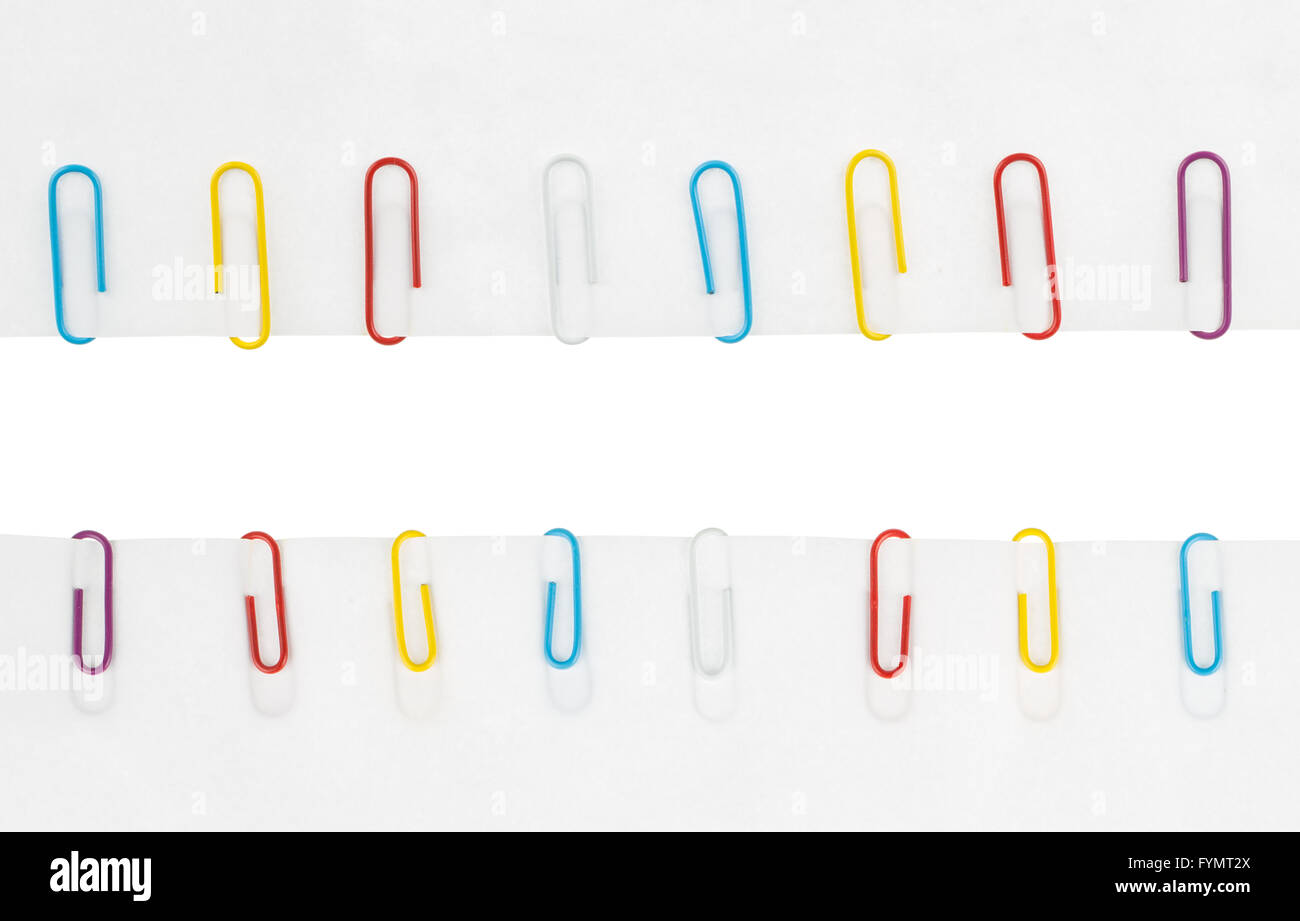 Collection of colored paper clips Stock Photo