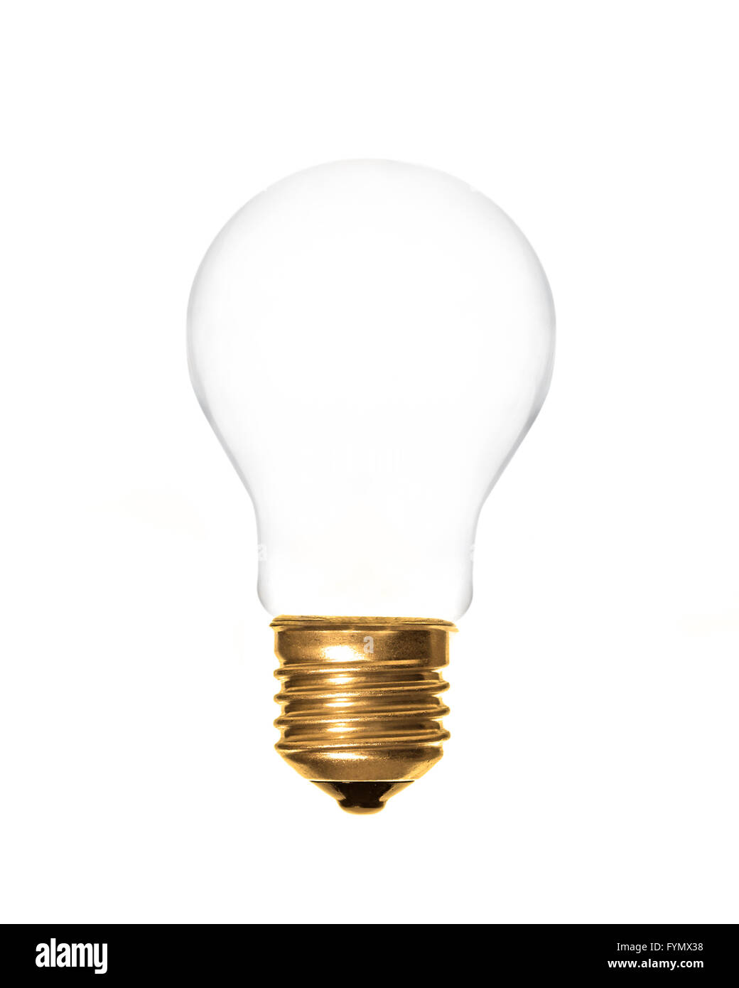 a plain light bulb on a white background, which can be filled with text Stock Photo