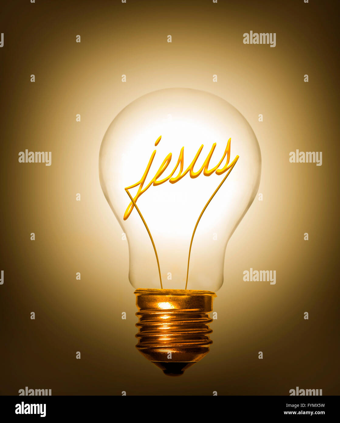 the idea of jesus providing light as a lightbulb Stock Photo