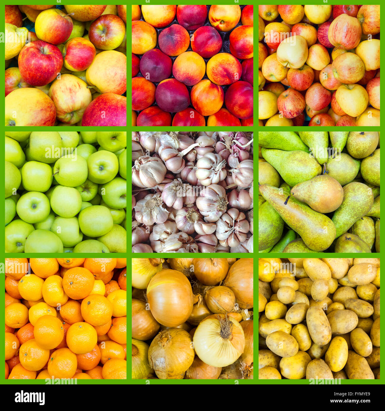fruit and vegetable collage Stock Photo