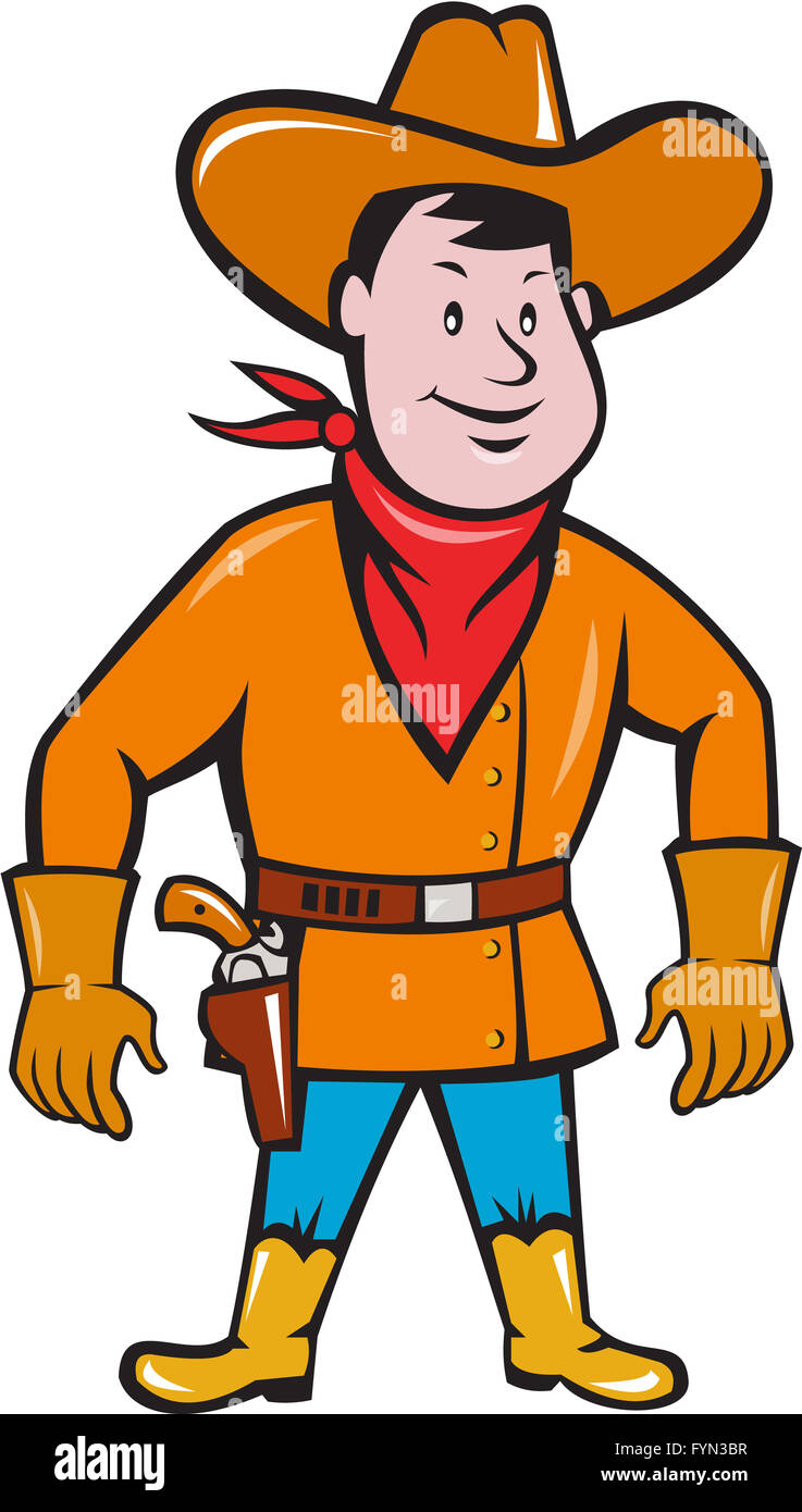 Cowboy Standing Drawing Gun Cartoon Stock Photo - Alamy