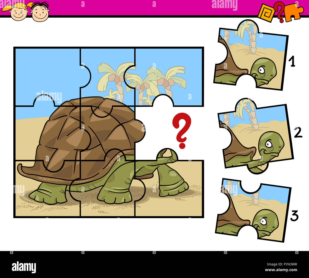 Calm Rose play piano Cartoon turtle jigsaw puzzle game hi-res stock photography and images -  Alamy
