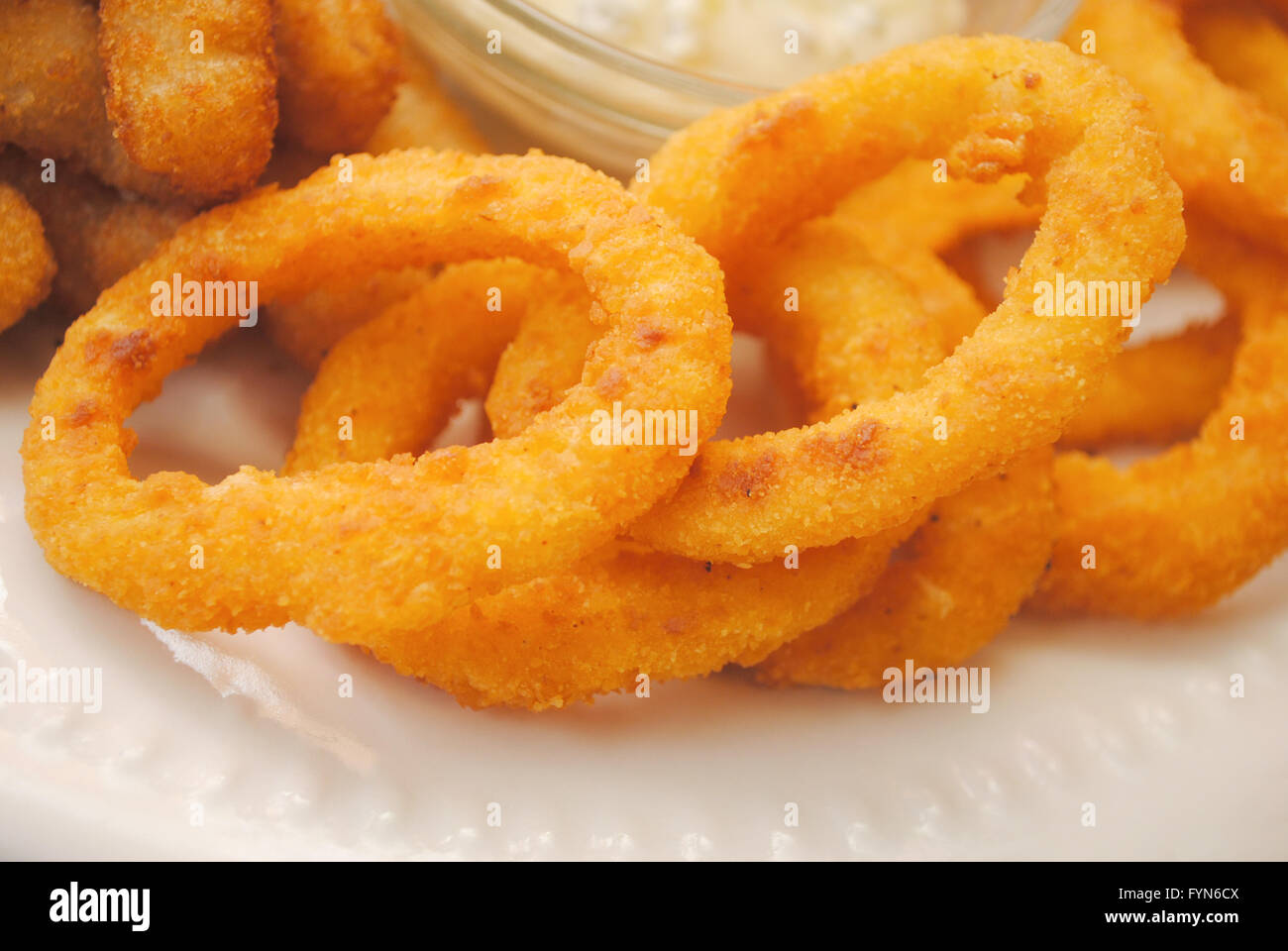 Side Dish of Deep Fried Onion Rings Stock Photo Alamy