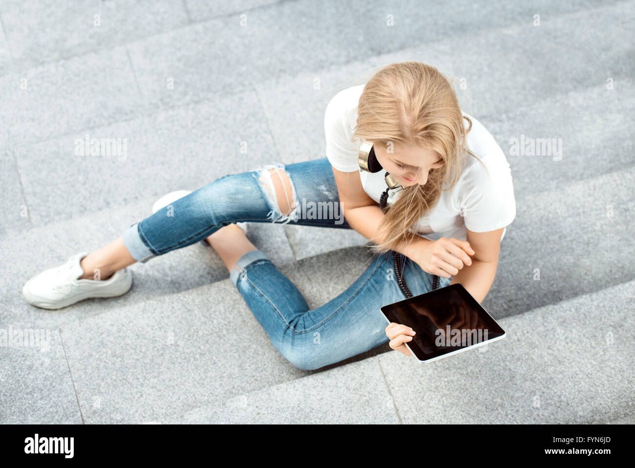 Girl on top stairs hi-res stock photography and images - Alamy