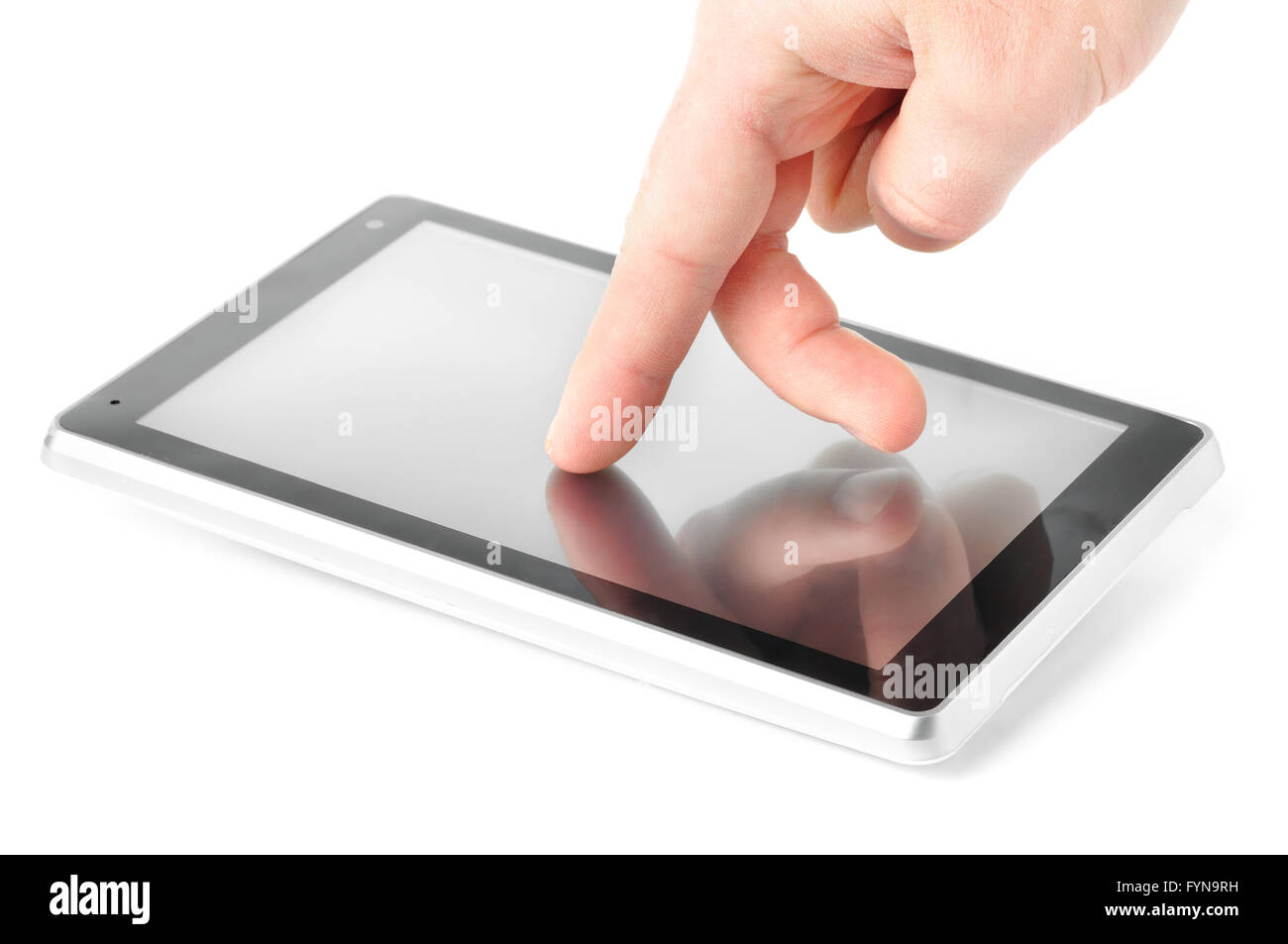 male fingers is using touch screen computer Stock Photo Alamy