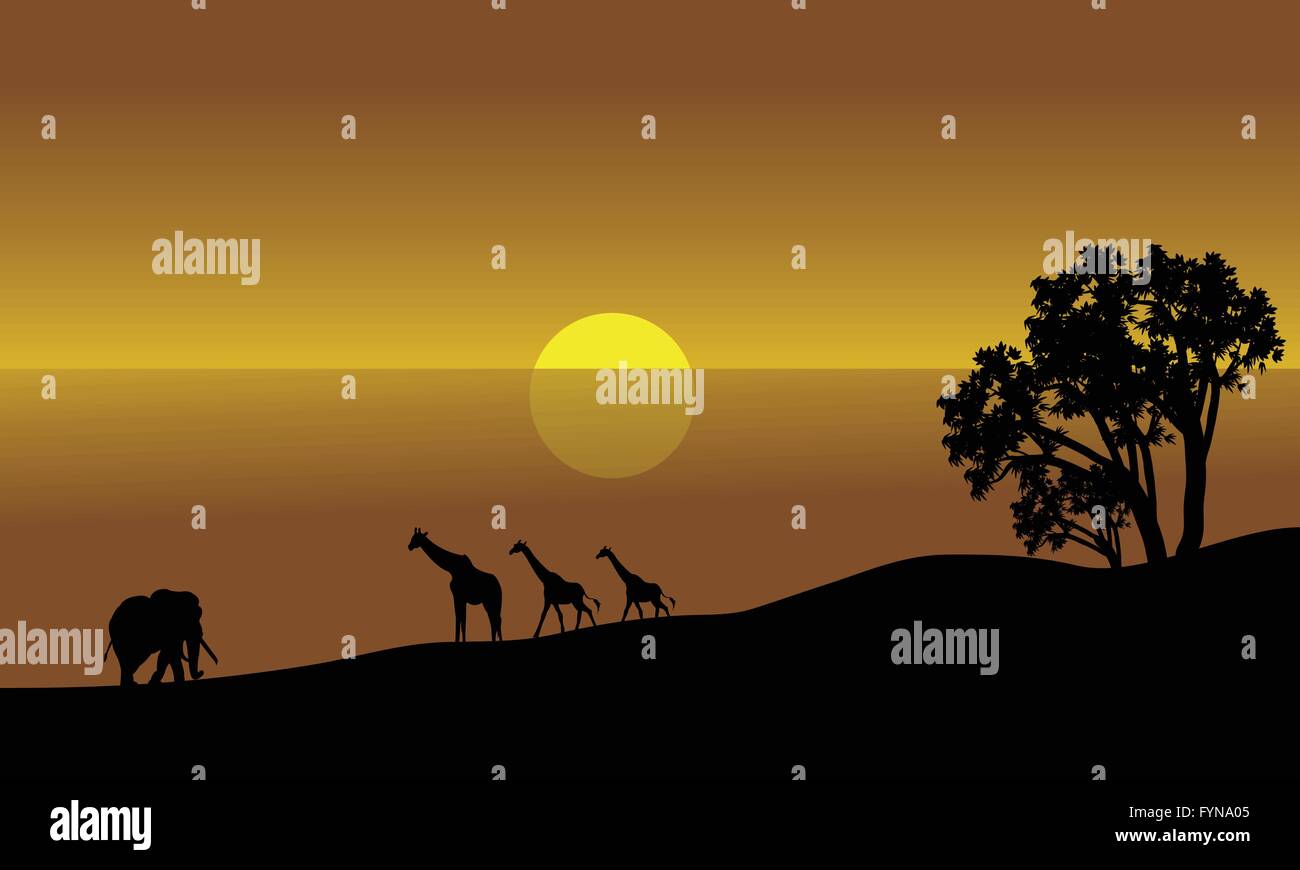 African savannah landscape beautiful Stock Vector Images - Alamy