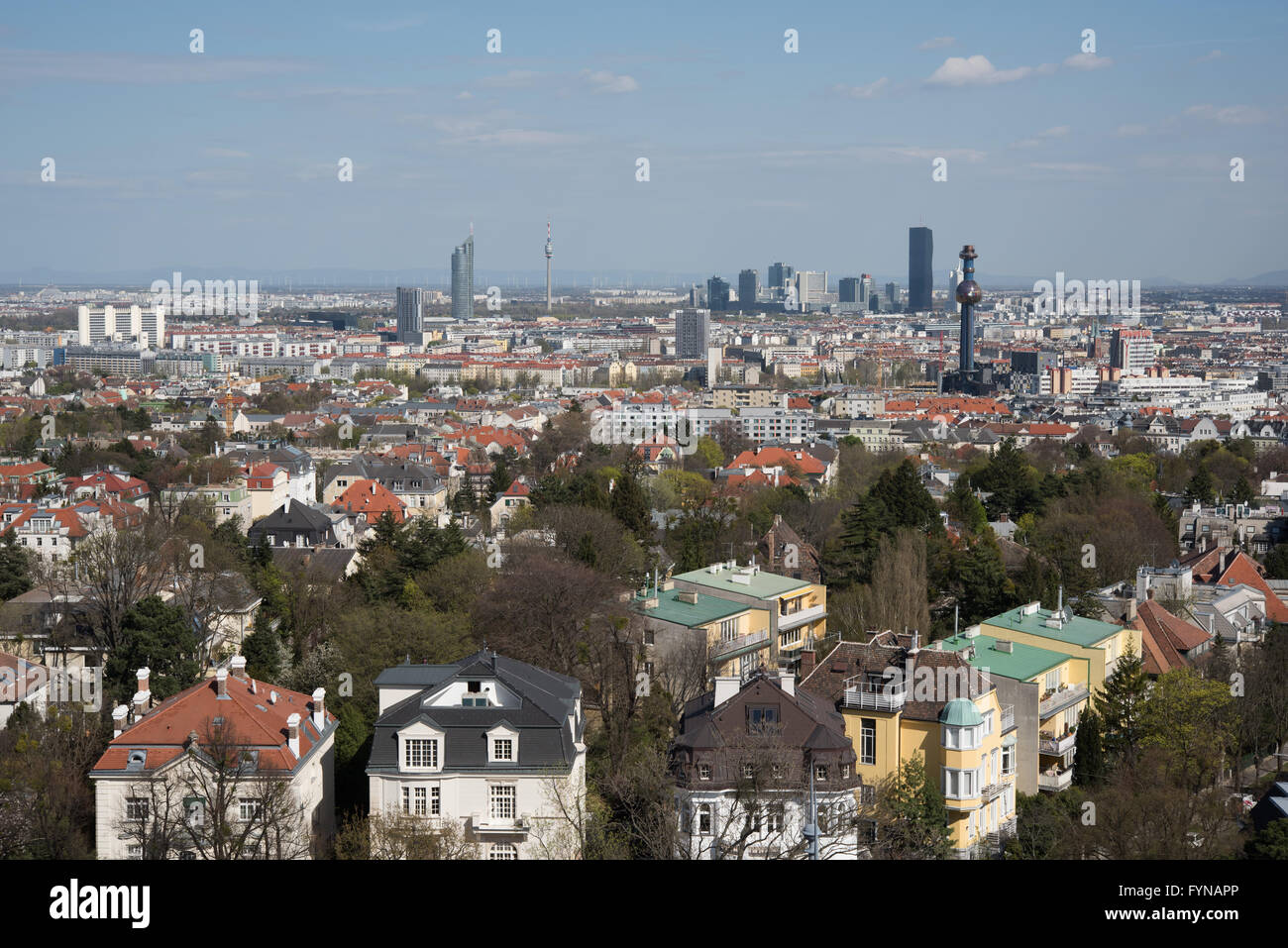 Wien, Blick über das Cottageviertel Richtung Donau Stock Photo
