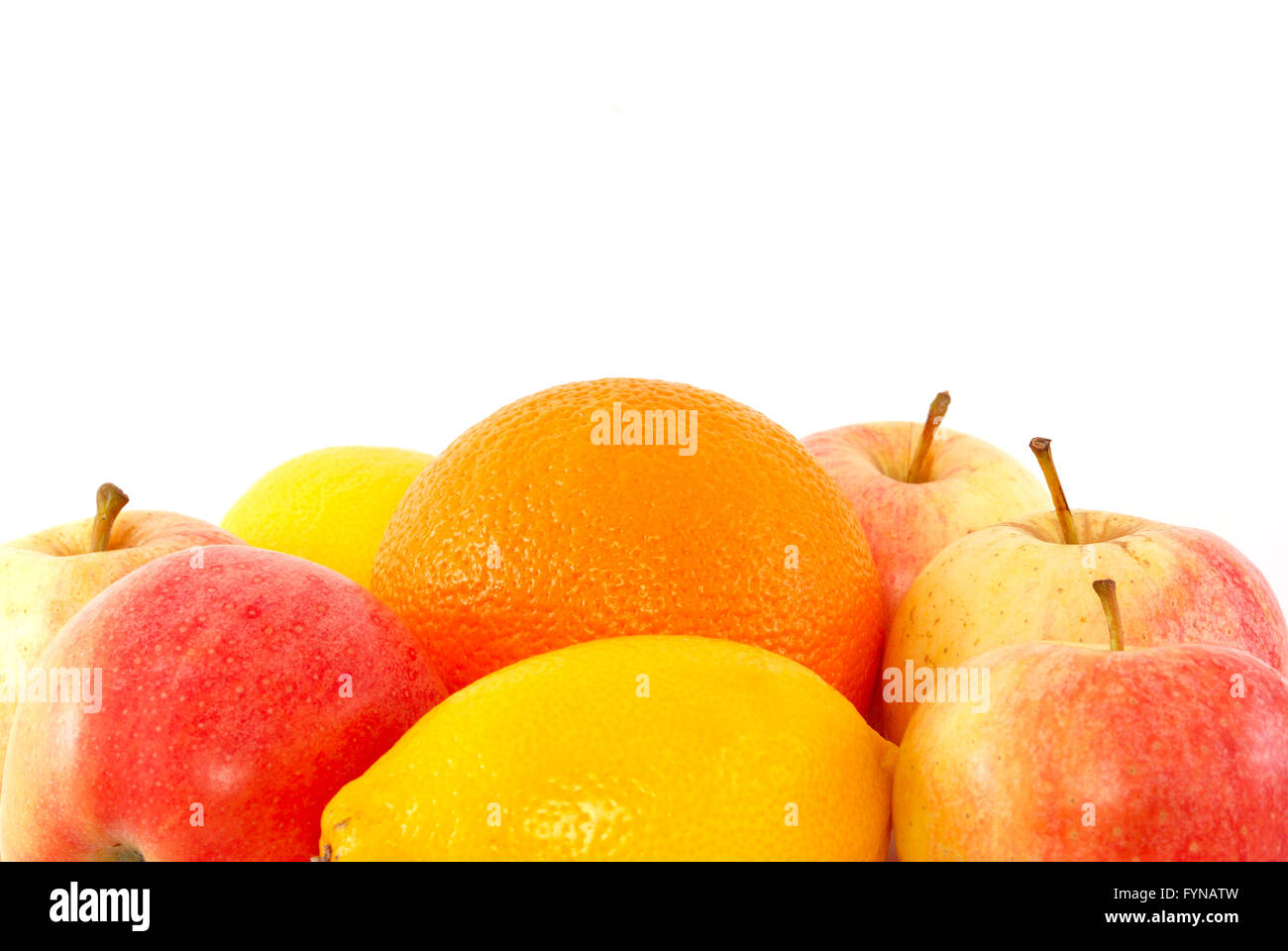 Apples, orange and lemon Stock Photo - Alamy