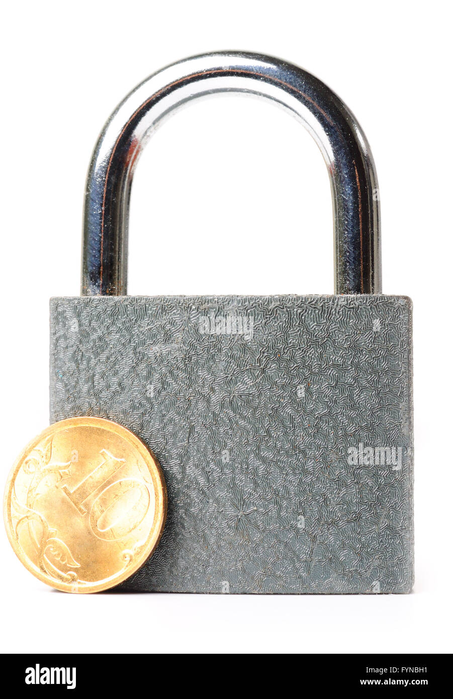 locked coins, isolated on white Stock Photo - Alamy